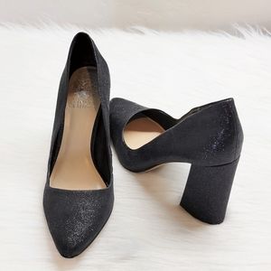 Vince Camuto Talise Black Sparkly Block Heels